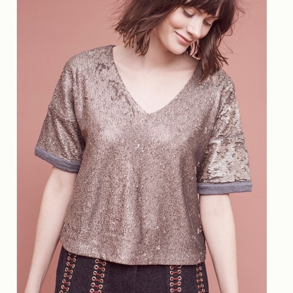 anthropologie sequin top